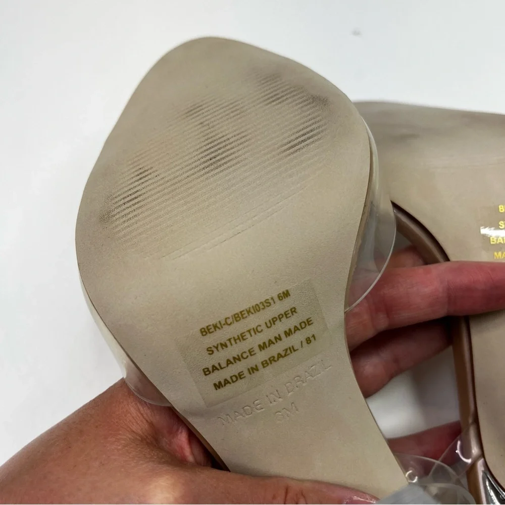 Steve Madden Beki Two-Piece Flare Heel Sandals clear blush - 6 - Picture 10 of 12